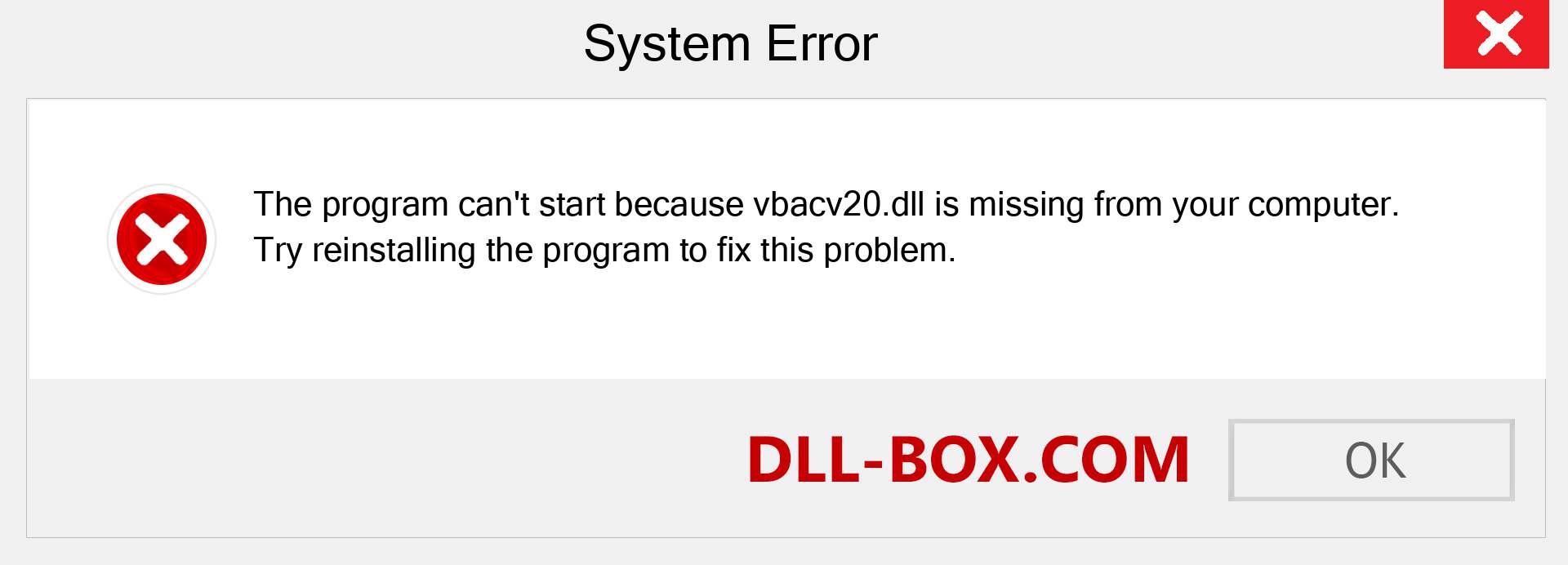  vbacv20.dll file is missing?. Download for Windows 7, 8, 10 - Fix  vbacv20 dll Missing Error on Windows, photos, images